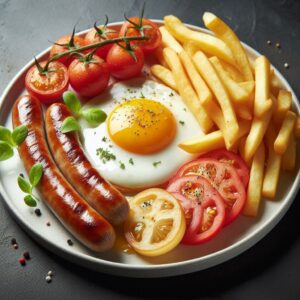 Würstel, Uovo, Pomodoro, Patatine Fritte